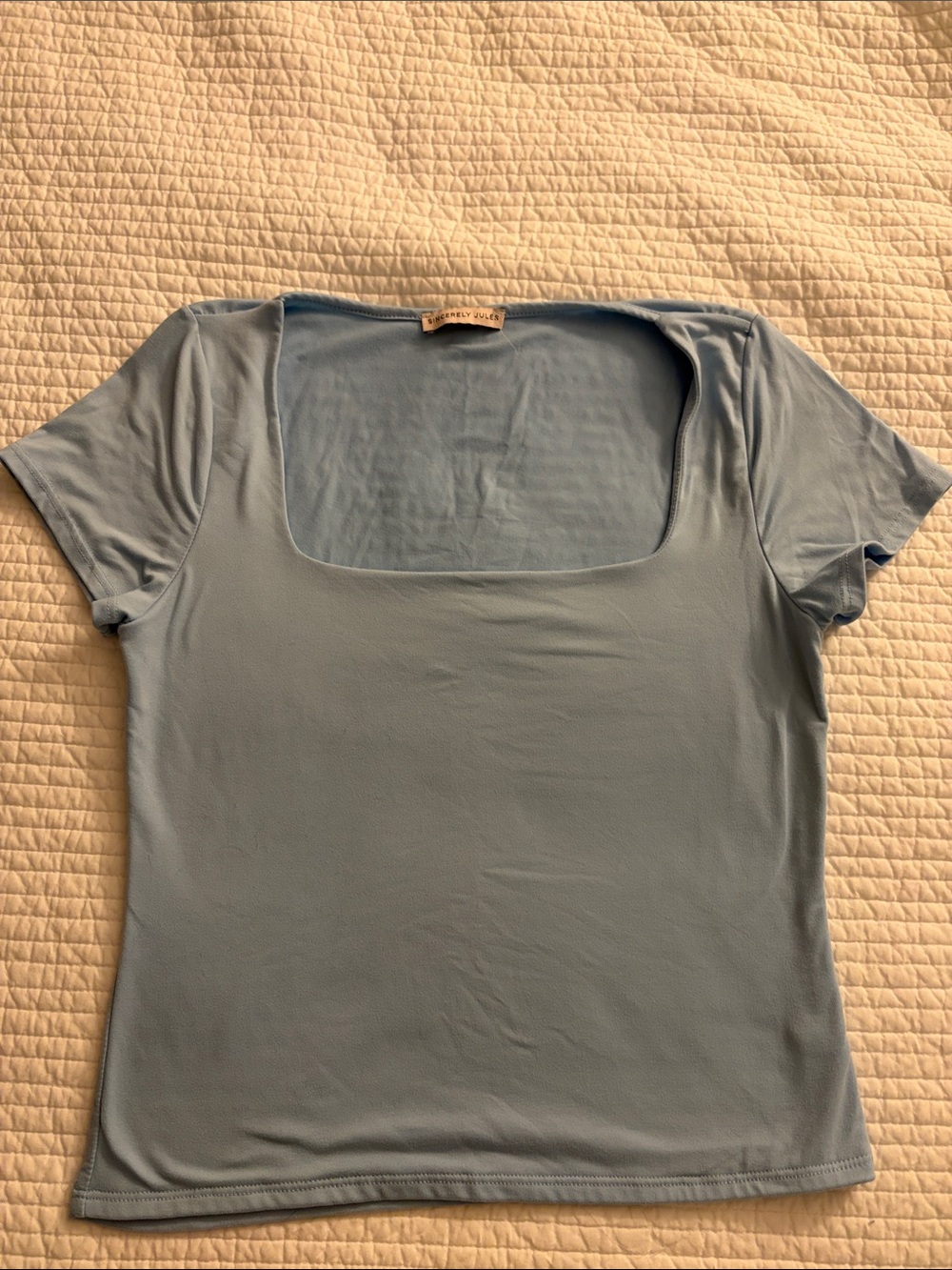 Sincerely Jules Powder Blue Square-Neck Short Sleeve Top